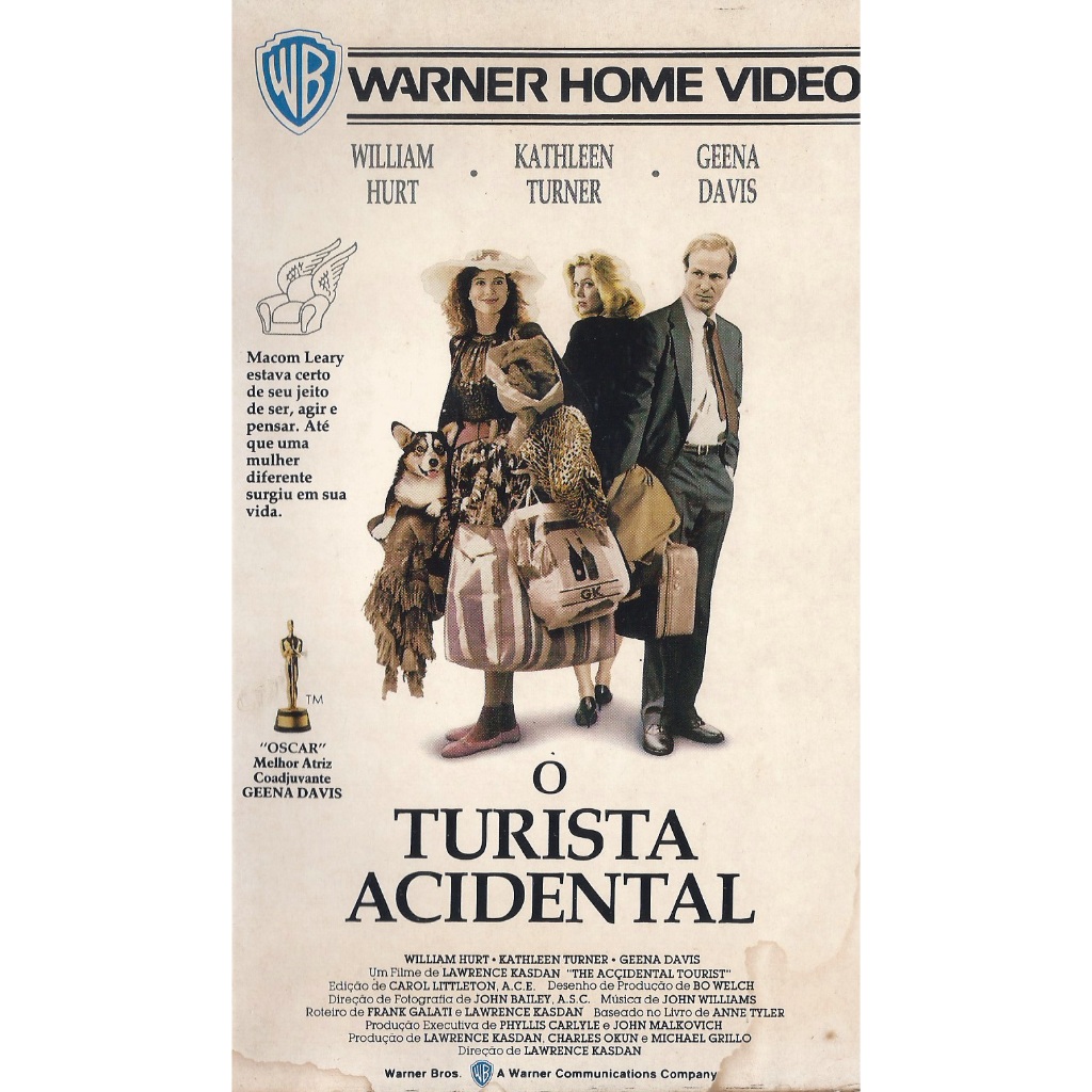 VHS Original O Turista Acidental Geena Davis John Malkovich John Williams Bill Pullman Ed Begley Jr. William Hurt Drama