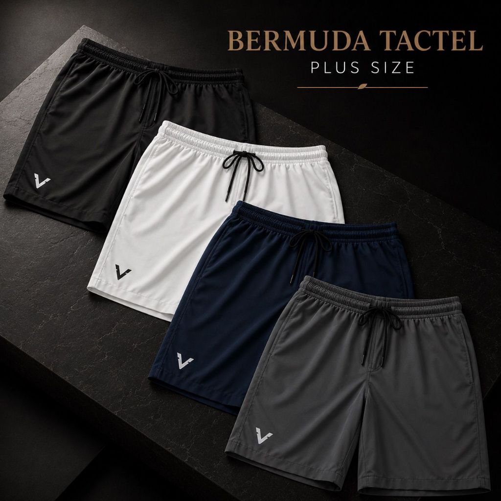 Kit 2 Bermuda Tactel Masculina Plus Size G1 G2 Bolsos Laterais Cintura Elástica Praia VELKON