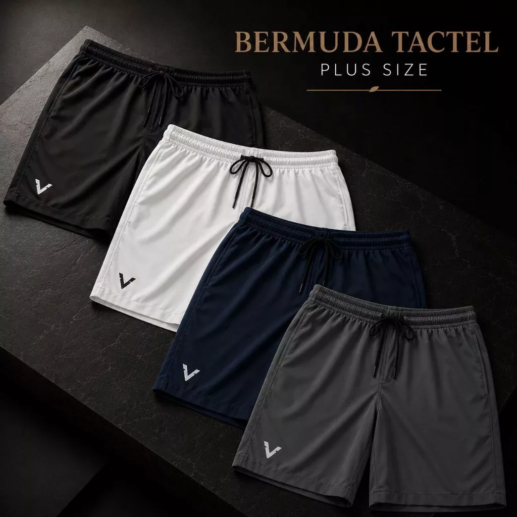 Kit 2 Bermuda Tactel Masculina Plus Size G1 G2 G3 Bolsos Laterais Cintura Elástica Praia VELKON