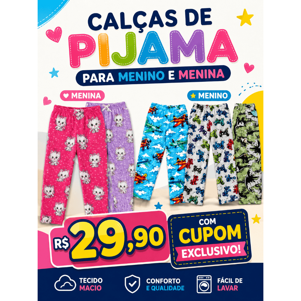 Kit com 2 Calças Infantis de Elanca – Inverno Meia Estação, Sortido, Modelo Unissex, Cores Menina e Menino