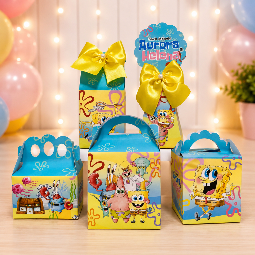 Envio Rápido Kit Festa Bob Esponja  Lembrancinha Personalizada Aniversário Infantil Pegue e Monte