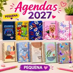 Agenda 2027 Pequena Espiral 11x15 1 Página Por Dia Com Elástico Capa Dura Planner Diário Feminina Masculina Infantil