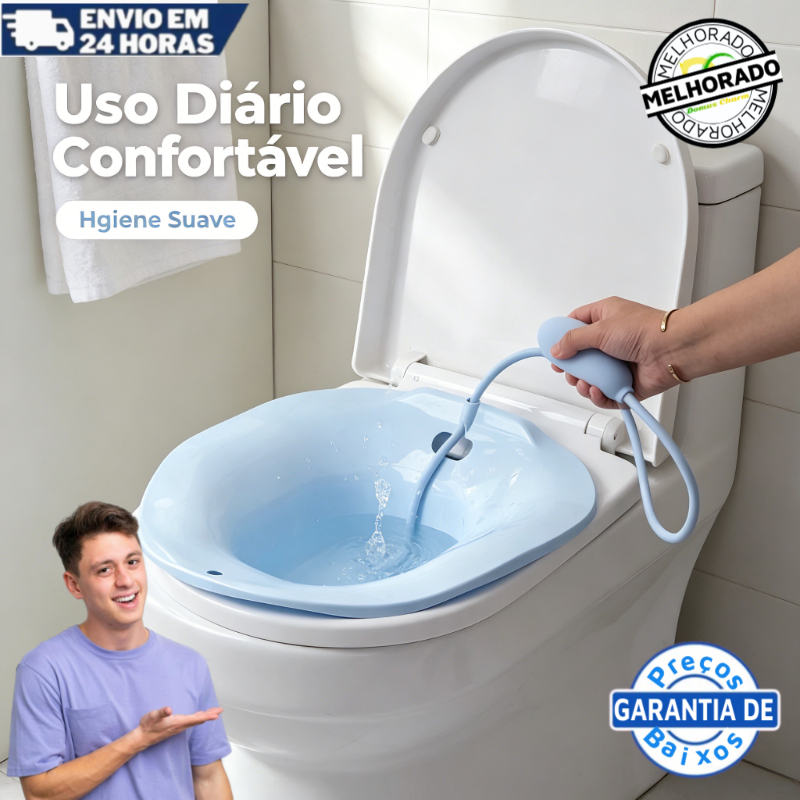 Bacia Banho de Assento com Ducha Higiênica Portátil Higiene Íntima Mulheres Idosos Pós-Parto