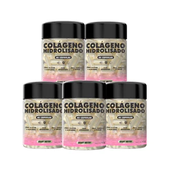 Kit 5x Colágeno Hidrolisado 300 Cápsulas | Revitaliza e Fortalece Unhas Cabelos e Pele - Body Nutry