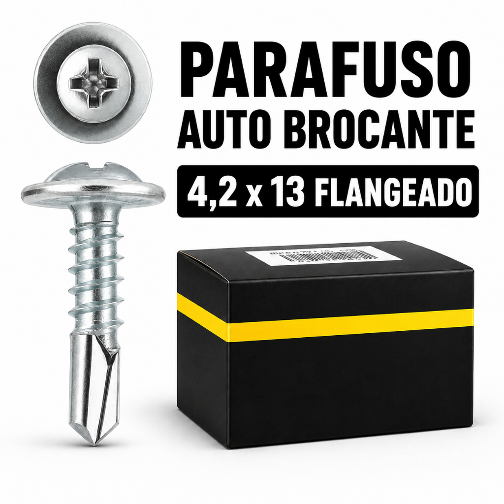 Kit Parafuso Auto Brocante Serrilhado 4,2x13 Flangeado Phillips Zincado Forro PVC Metal