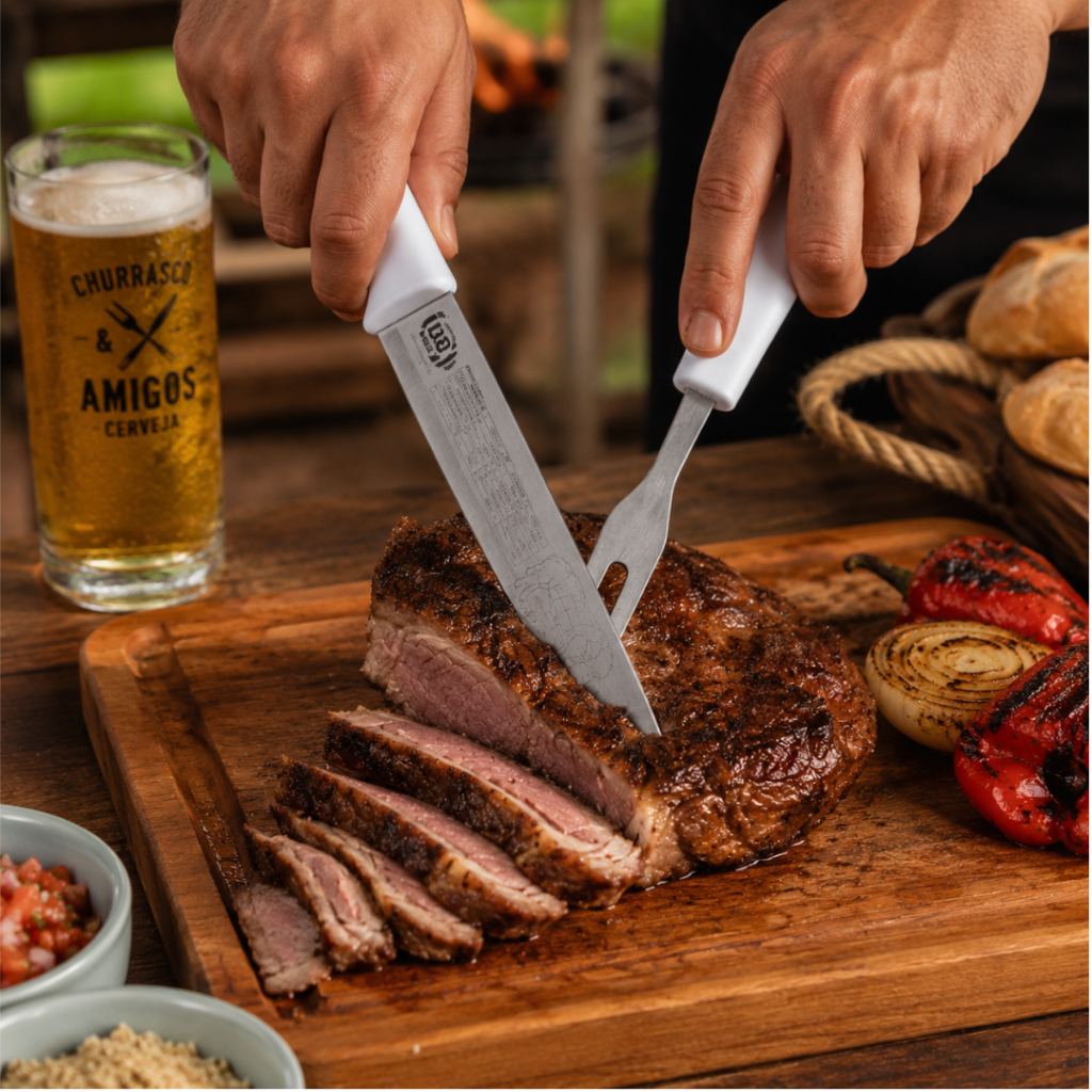 Kit Faca Para Churrasco Em Aço Inox Kit Churrasco 02 Peças Profissional Faca Para Churrasco Com Garfo Inox 8