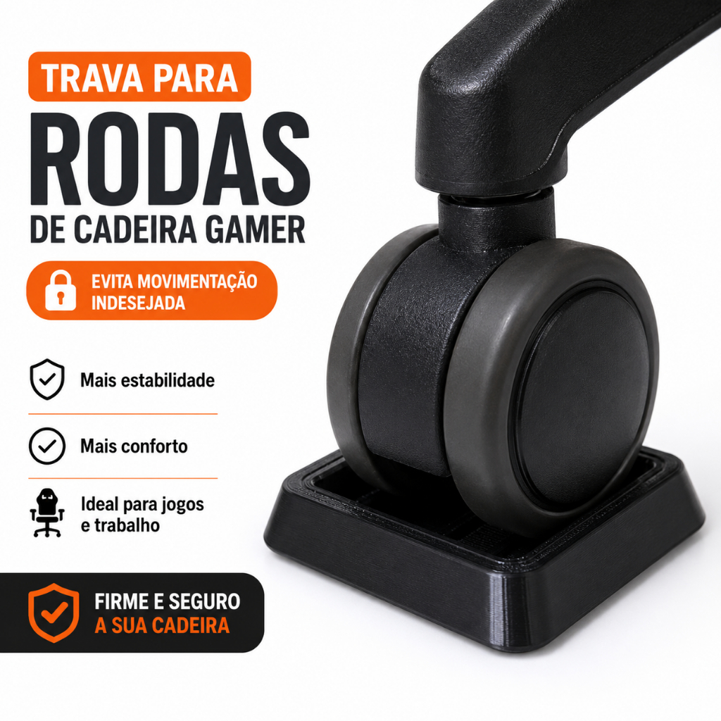 Trava para Roda de Cadeira Base trava Suporte Evita Movimentação Gamer e Escritório Home office Antiderrapante