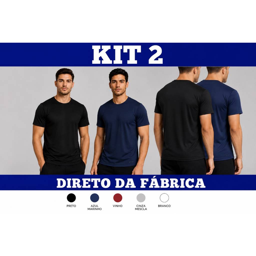 Kit 2 Camisetas Dry Fit Masculina - Casual - Treino - Academia - Esportes - Exercícios - Corrida