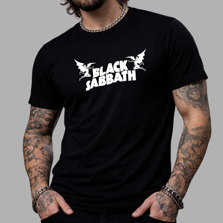 Camiseta Blacksabbath Banda de Rock Camisa Blusa Unissex Masculino Feminino Plus Size 100% Algodão