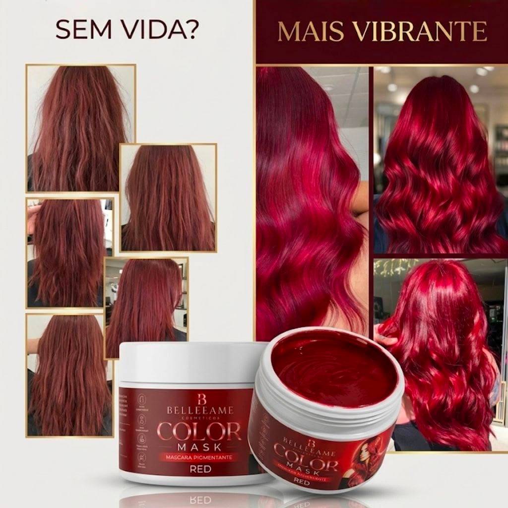 Tonalizante Vermelho Cereja - S/ Amônia Belleame - Resultado 100% Natural 300g