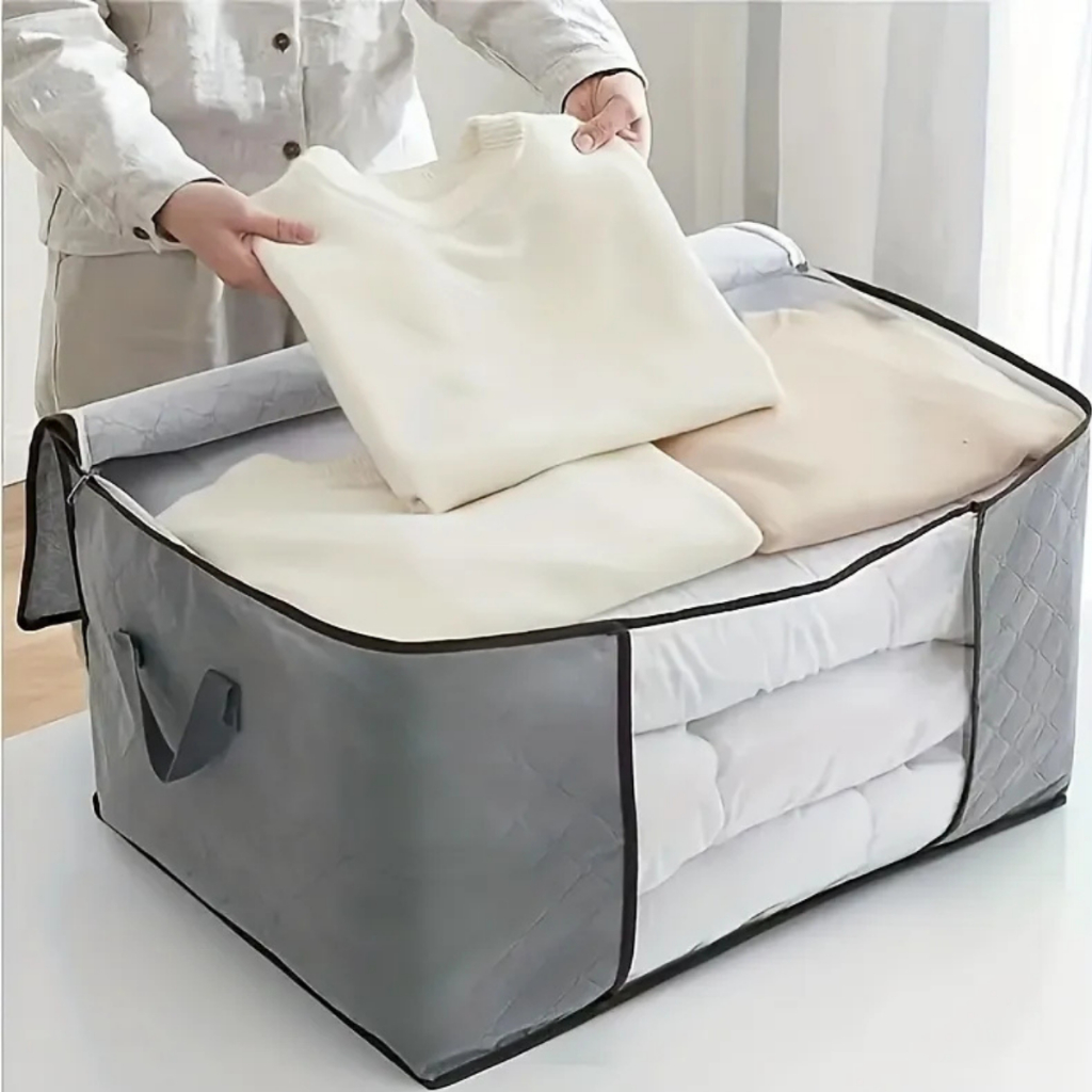 Kit 2 Jogo De Organizador De Cama Mesa Banho Edredon Cobertor Proteção Contra Poeira Dodrável