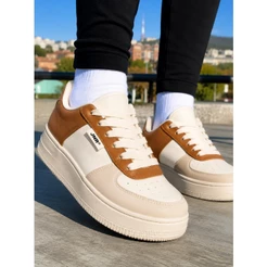 Tênis Feminino Casual Caramelo Cinza Estilo Moderno Super Leve