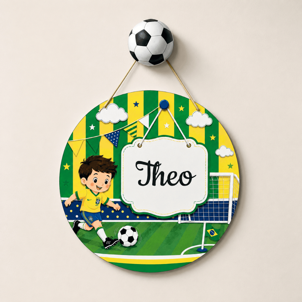 Porta Maternidade Futebol Menino Nome Personalizado Decoração Infantil