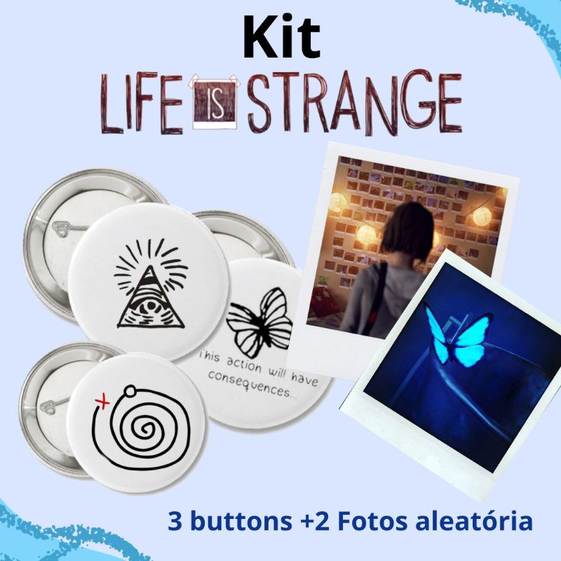 Kit 3 Buttons e 2 Mini Fotos Life is Strange botton polaroide pin