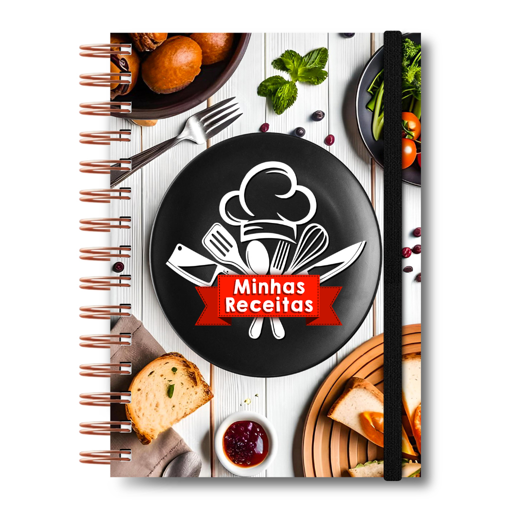 Caderno Livro Anotações Receitas Caderneta de Receitas Culinária Capa Dura 200 Página Bronze Medida