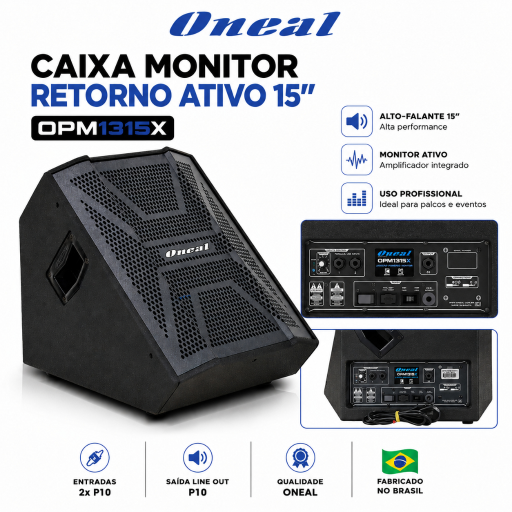 CAIXA RETORNO MONITOR ATIVO 15" ONEAL OPM1315X