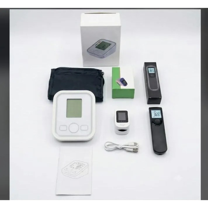 Kit Monitoramento de Saúde Doméstico: Medidor de Pressão, Oxímetro e Termômetro Digital
