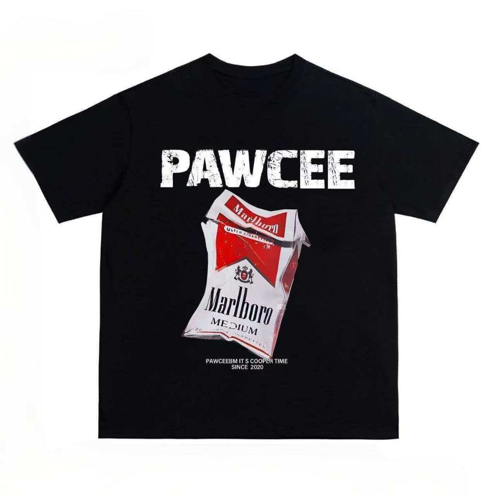 Camiseta Unissex 100% Algodão Corte Solto Oversize Estampa Vintage Marlboro Camiseta Streetwear