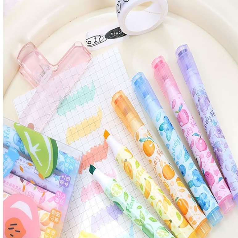 Kit 6 Marca Textos Com Cheirinho de Fruta Carimbo Ponta Estrela 13 cm Cores Vibrantes