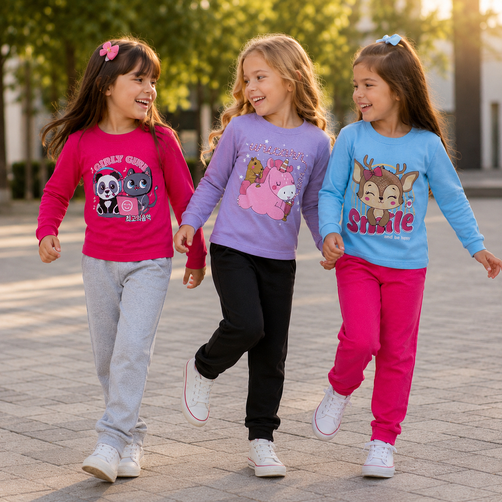 Conjunto Moletom Infantil Menina | Conjuntos do 01 ao 08 | Casaco + Calça de Moletom Peluciado
