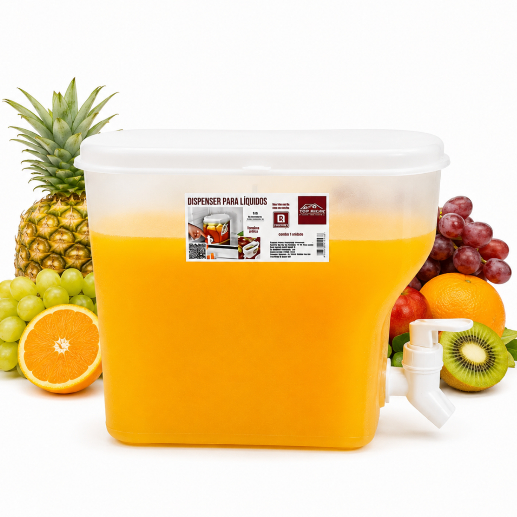 Suqueira Plástica com Tampa para Geladeira Com Torneira Capacidade 3L para Água Saborizada