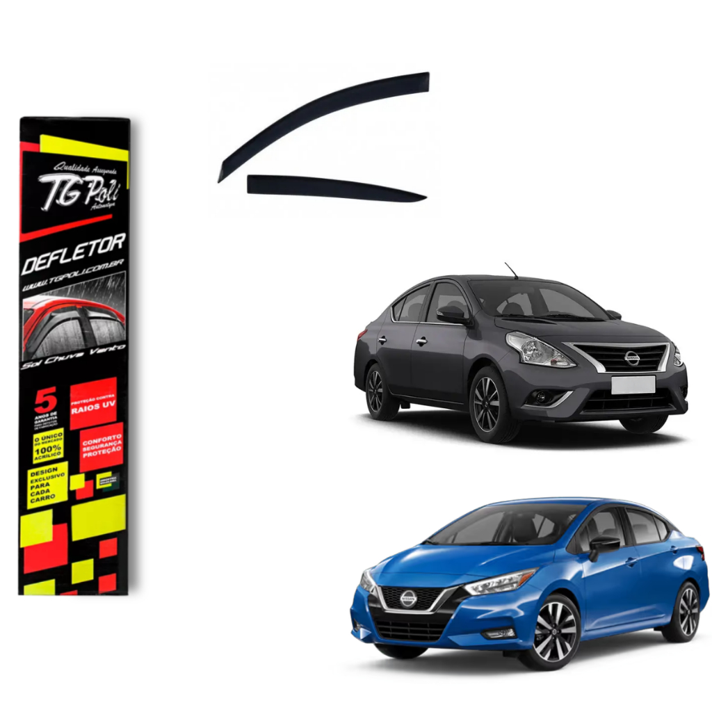 Calha de Chuva Nissan Vários Carros 4 Portas TG Poli Defletor Portas Protetor Janelas