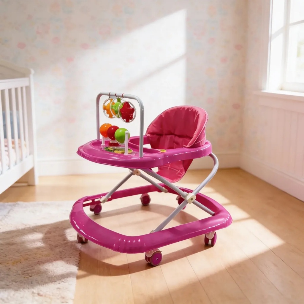 Andador Infantil Para Bebê Com Regulagem Sonoro Musical Menina Seguro Rosa Azul Pato Meninos