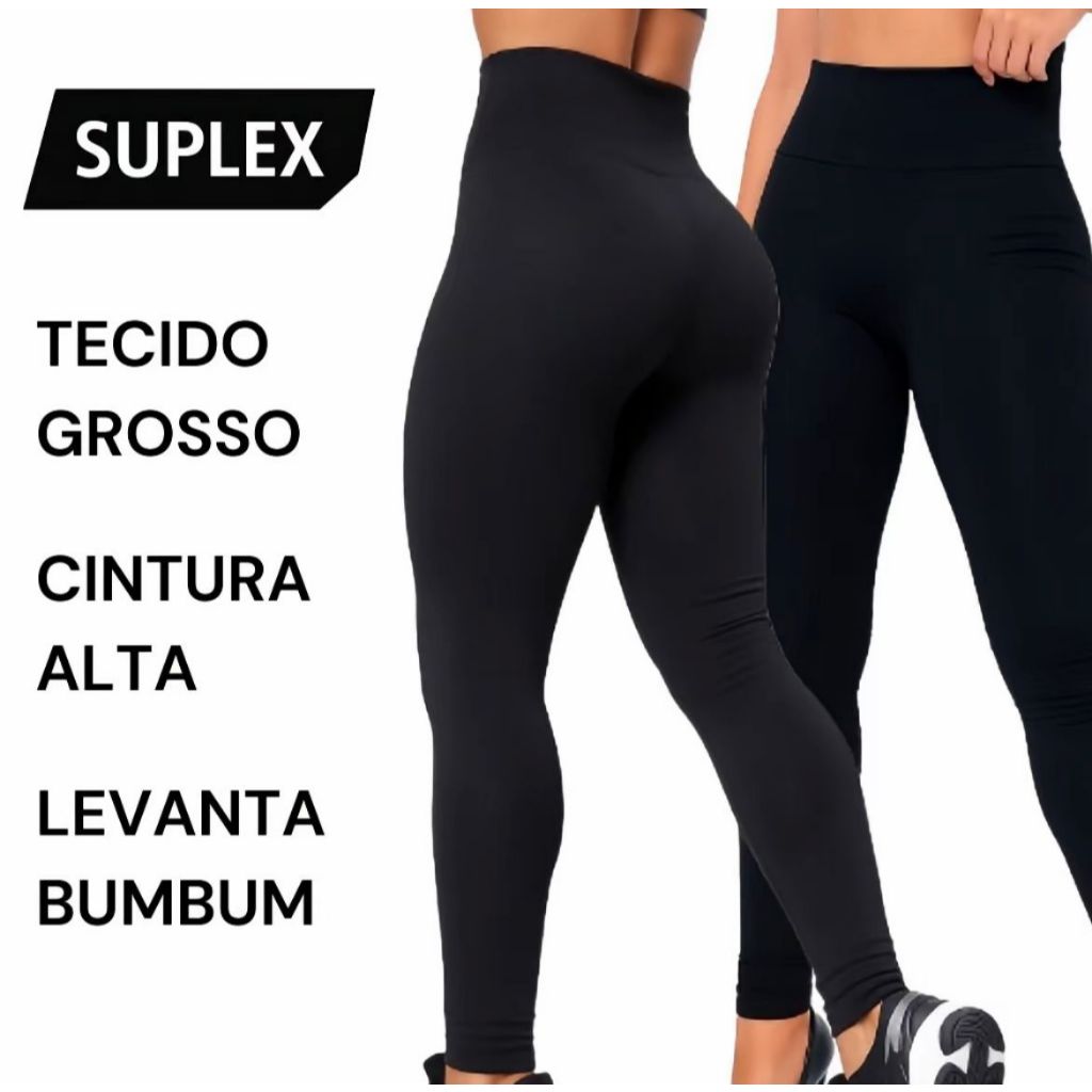 Calça Legging Academia Grossa Cintura Alta Anti Transparência Leg Fitness Academia Tecido Grosso Levanta Bumbum Suplex