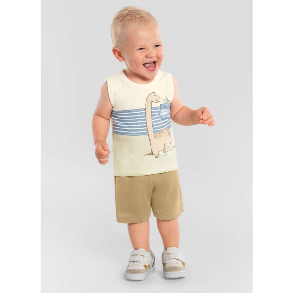 CONJUNTO INFANTIL MENINO REGATA E MOLETINHO BRANDILI CLUB 100% ALGODÃO