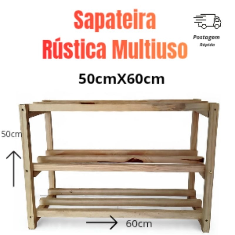 Sapateira Madeira RÚSTICA 3 prateleiras organizadoras,  organizador RUSTICO, sapateira RÚSTICA organizadora