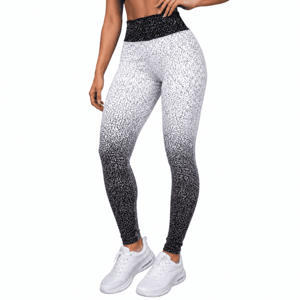 Legging Fitness Feminina Cós Alto Degradê Proteção UV Alta Compressão Academia Poliamida
