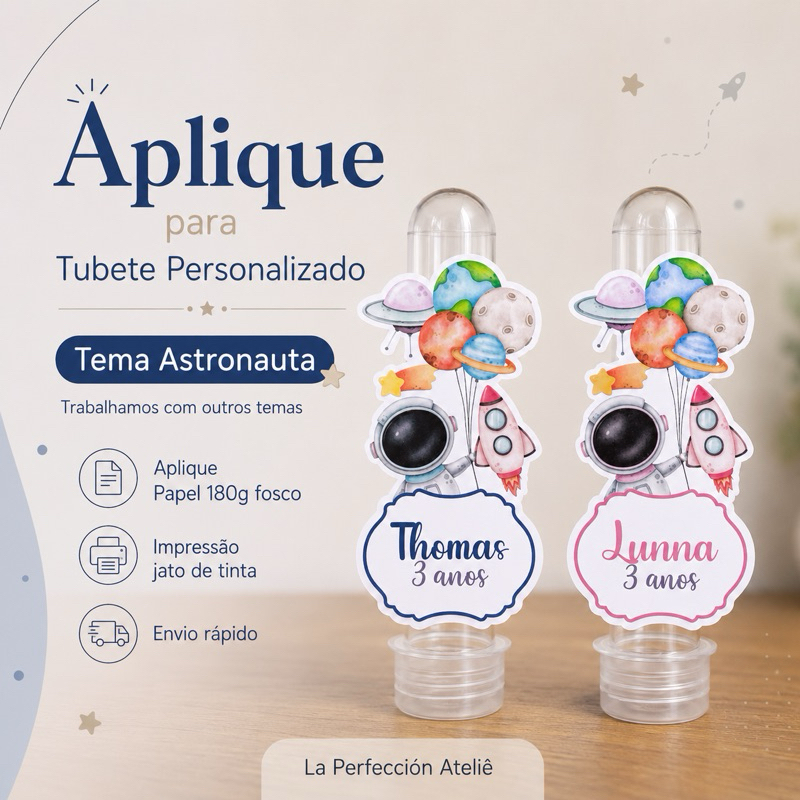 Aplique personalizado para tubete aAstronauta 20/30/40/50 Festa astronauta Aplique Astronauta