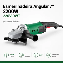 Esmerilhadeira Angular 7 Polegadas 2200W para Corte e Desbaste DWT