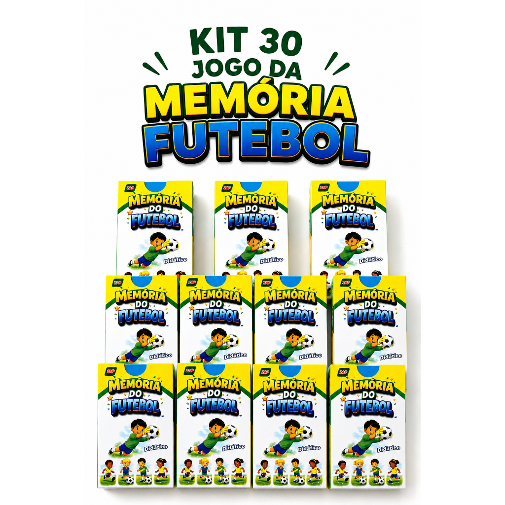 30 Jogo Memória Futebol  Copa Do Mundo Brasil Cartas Jogadores Kit Lembrancinha Prenda Festa Criança