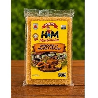 Rapadura com Mamão e Abacaxi H&M Mineirinha 500g | Doce Mineiro Artesanal