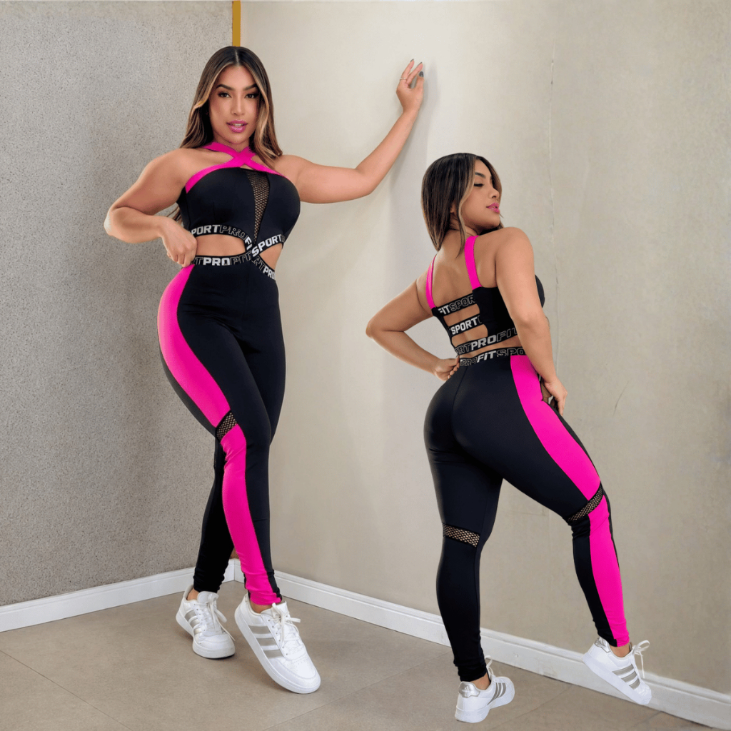 Macacão Longo Fitness Academia Modelador Sem Marcar Bojo Removível Tela Respirável Zero Transparência