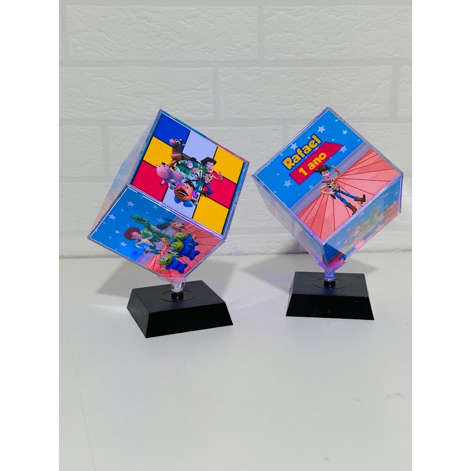 30 Cubos com LED Personalizado Tema da Festa | Centro de Mesa Infantil | Lembrancinha Personalizada