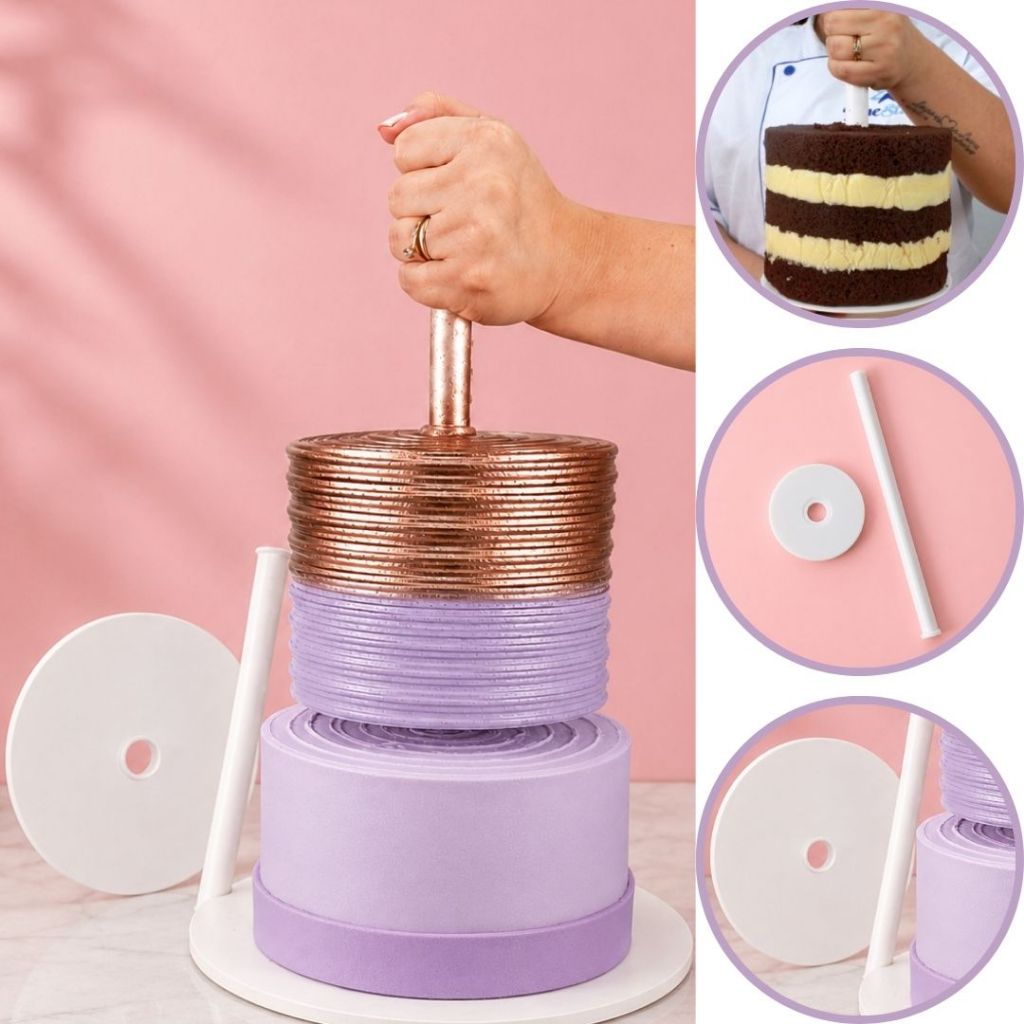GUINDASTE PARA BOLO BLUESTAR LANÇAMENTO - SOBREPOSIÇÃO DE BOLO DE ANDAR FÁCIL 11CM, 16 CM E 21 CM (CHOCO) · foto 2