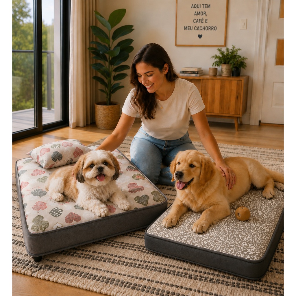 Cama Média Impermeável para Cachorro | Ortopédica | Caminha Pet Conforto até 50kg