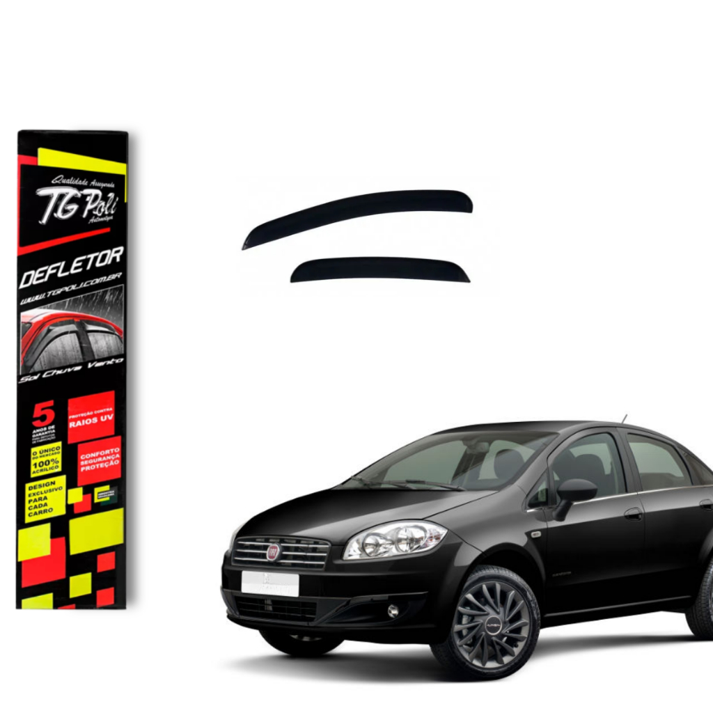 Calha de Chuva Fiat Linea 2008 a 2016 4 Portas TG Poli Defletor Portas Protetor Janelas