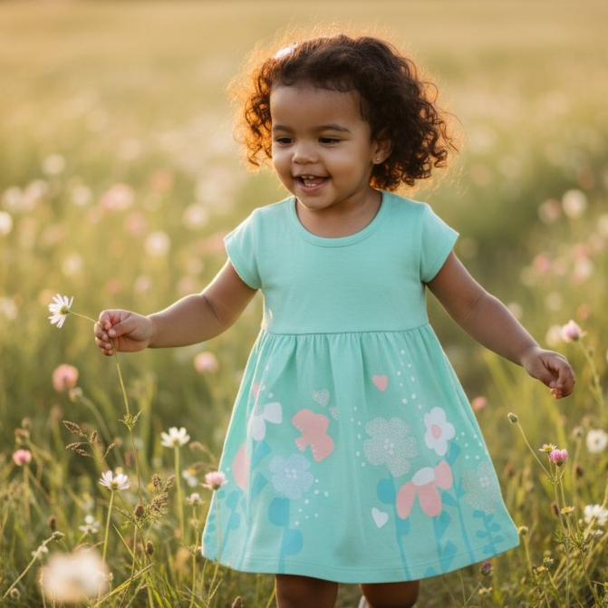 VESTIDO INFANTIL MENINA FLORAL COM GLITTER BRANDILI
