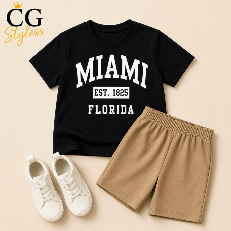 Conjunto Infantil Menino Camiseta e Short Moletinho Streetwear Verão Casual Masculino 2 ao 16