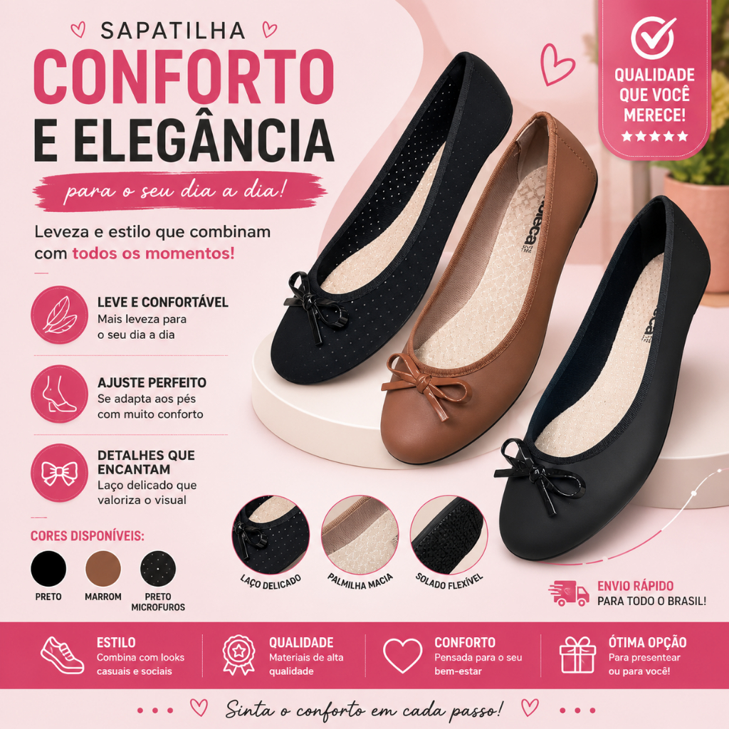 Sapatilha Moleca Nobuck e Napa Feminina – Leve, Confortavel