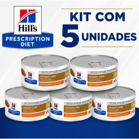 KIT 5 LATAS Ração Úmida Hill's Prescription Diet a/d Condições Críticas para Cães e Gatos - 156 g