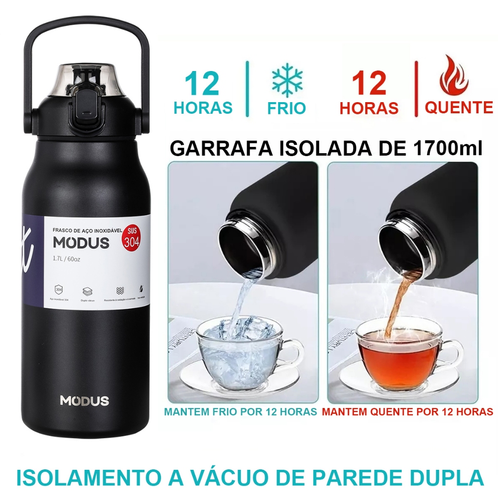 Modus 1700ml Garrafa Térmica De água Aço Inoxidável Garrafa Térmica Café Gelado Cubos Gelo De Aço inoxidável 304 Copo · foto 2