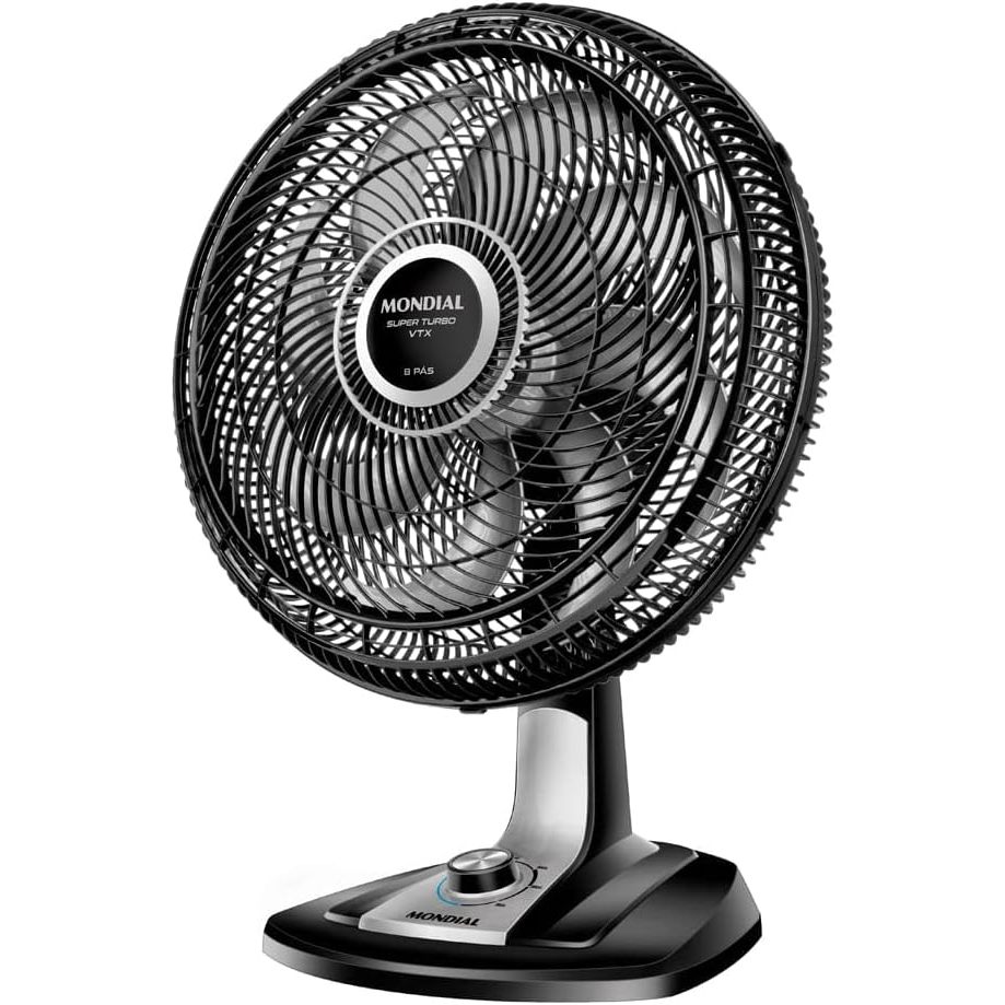 Ventilador Mondial 40cm Super Turbo 8 Pás, Preto/Prata, 140W, 220V - VTX-40-8P