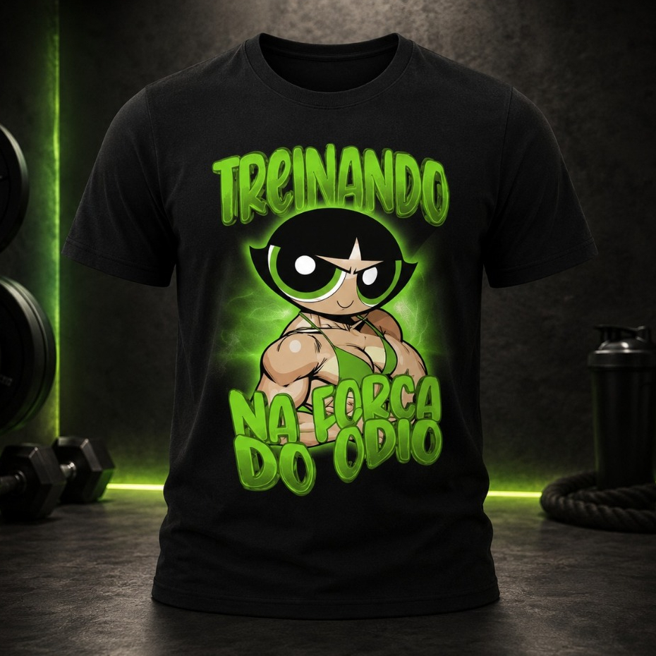 Camiseta Academia Feminina Estampa Docinho Meninas Super Poderosas Ideal Para Academia 100% Algodão Ideal para Treino