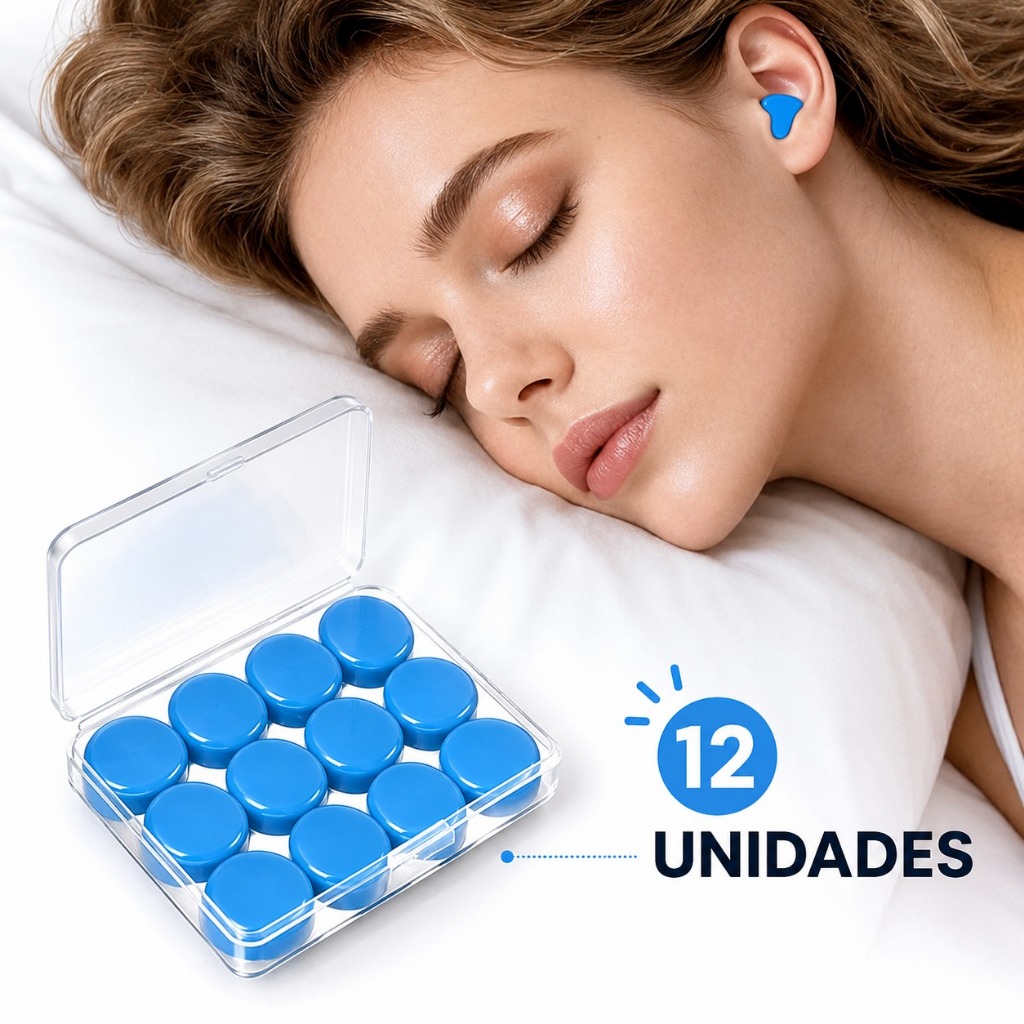 Imagem Kit 12 Tampão de ouvido protetor auricular silicone ajustável natação moldável antirruído  ronco sono abafador