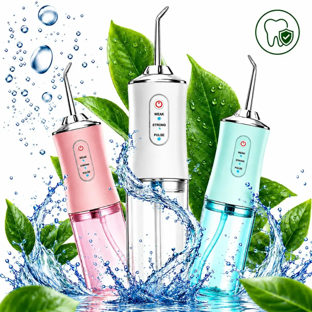 Irrigador Oral Portátil 230ML 3 Modos + 4 Bicos USB p/ Aparelho e Gengiva Sensível