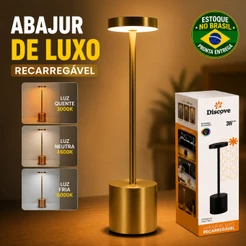 Luminária De Mesa LED Abajur Sem Fio Recarregável Luxo 3 Cores Touch Para Quarto Cabeceira Escrivaninha Estudo